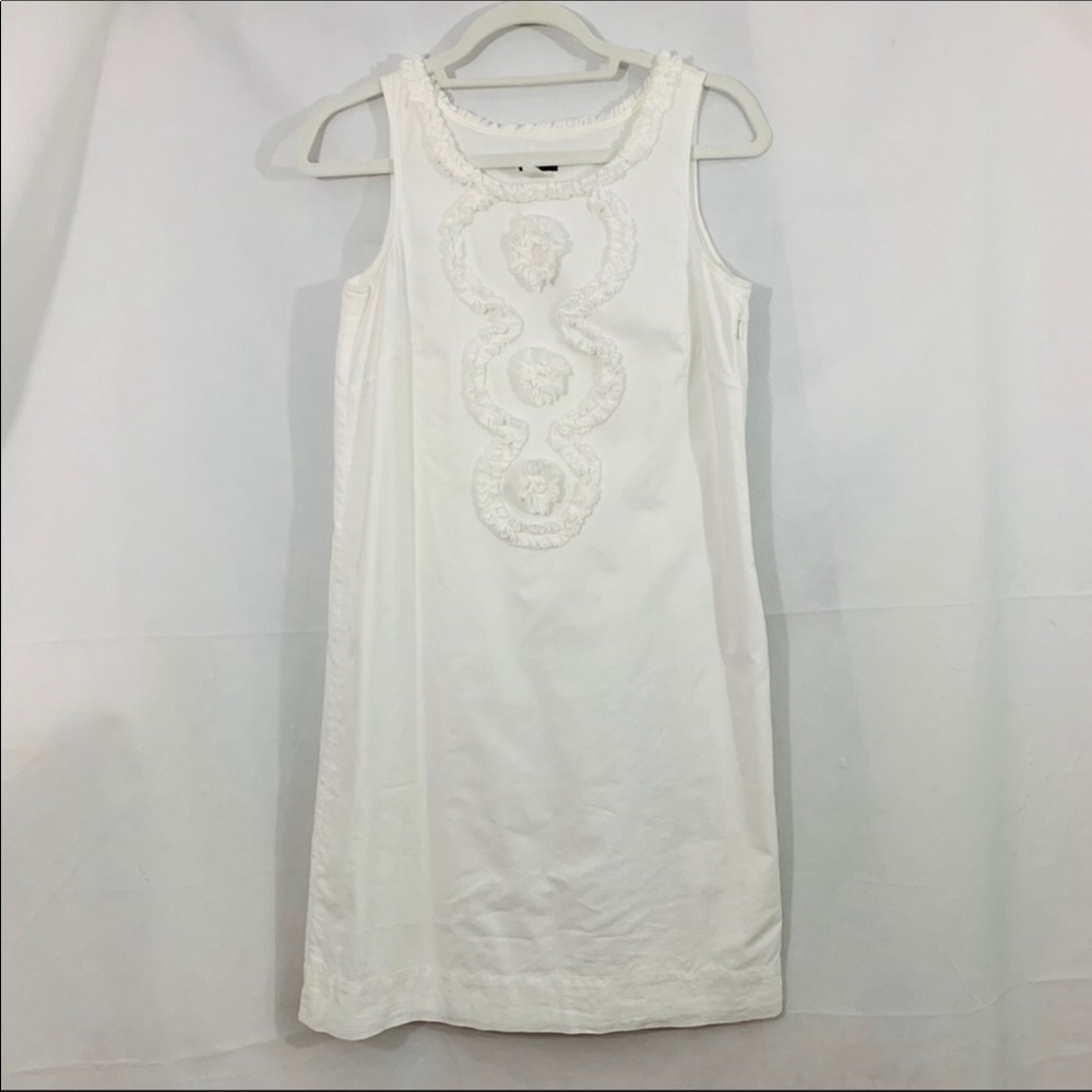 J. Crew Ruffle Shift Dress Size 2 White
